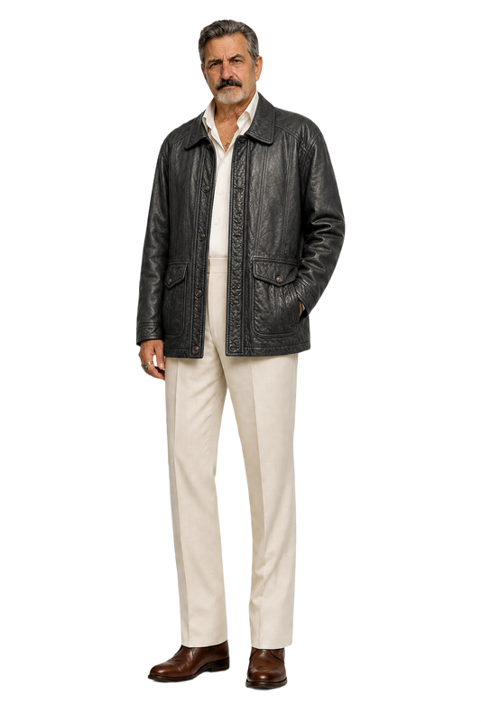 1980s Black Leather Leather Jacket - Model