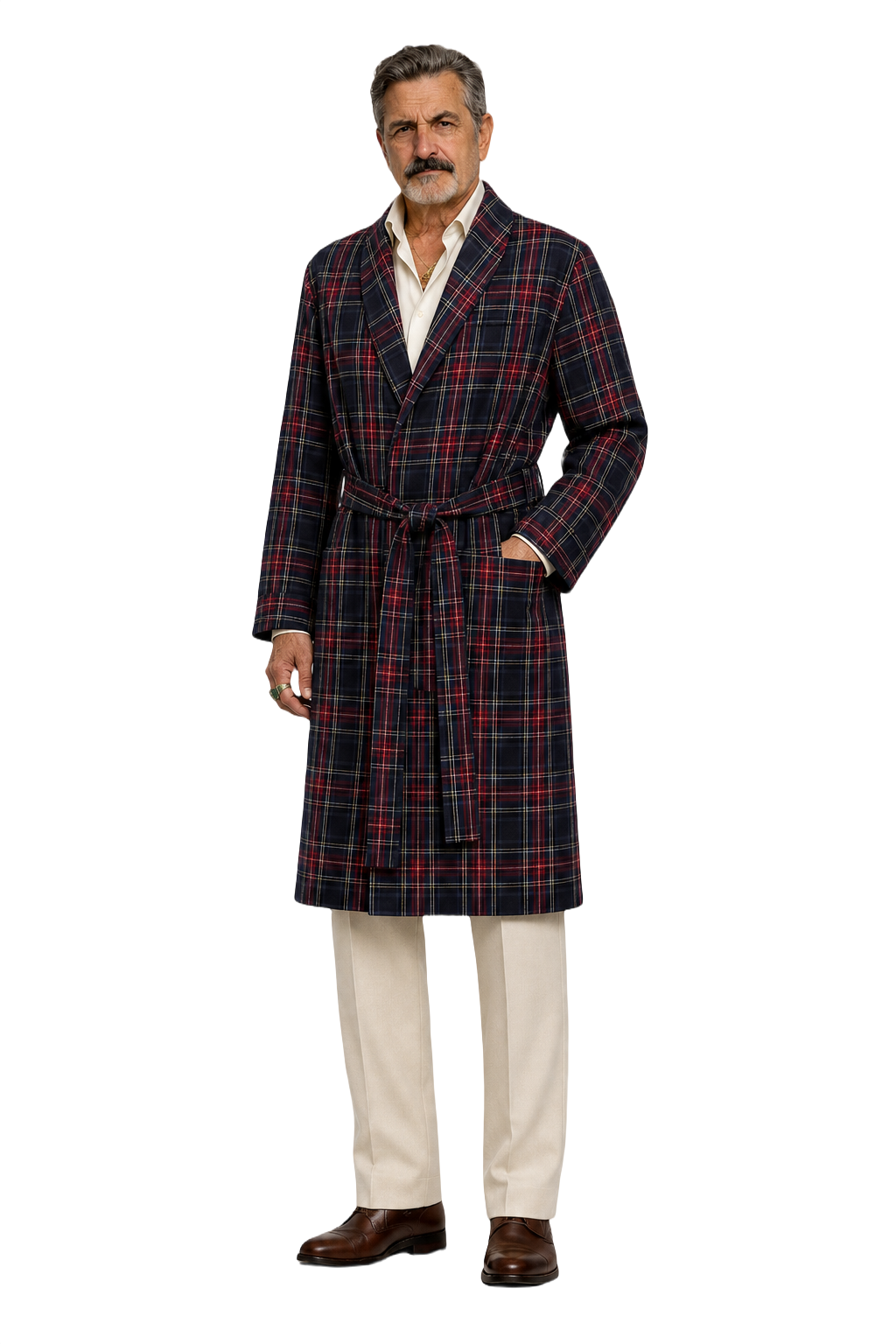 1980s Navy Blue Cotton Robe - Model