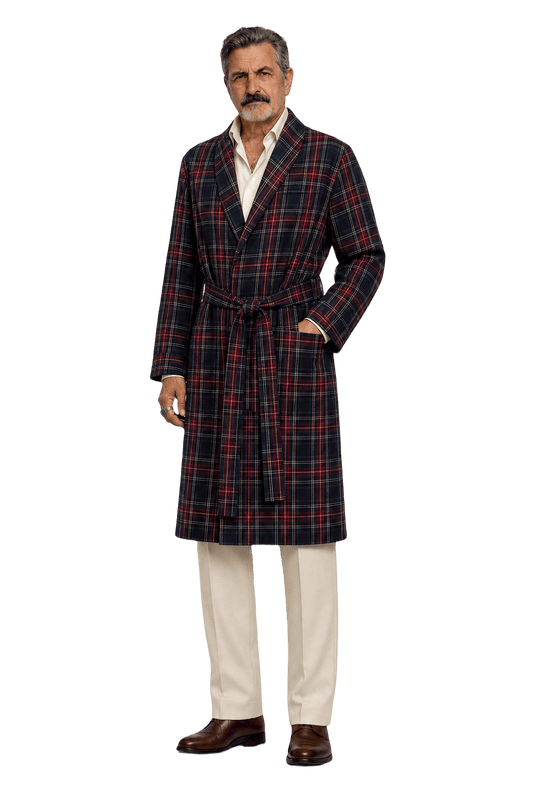 1980s Navy Blue Cotton Robe - Model