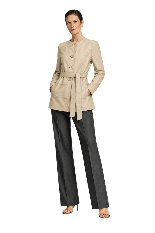 1990s Cream Wool Blend Coat - Model