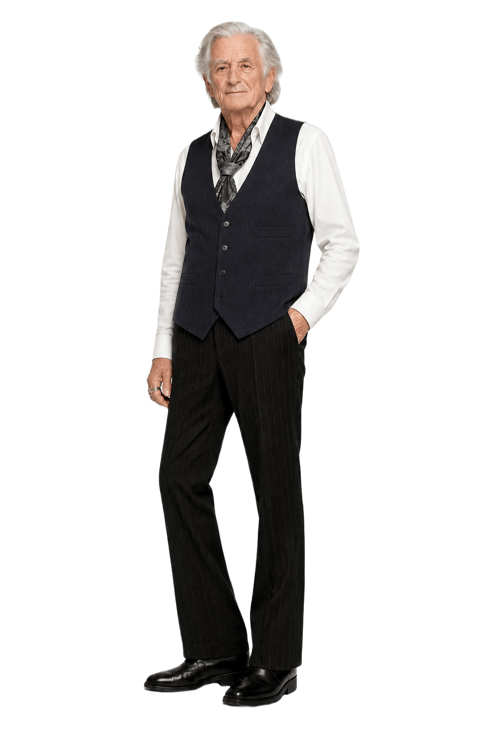 1970s Navy Blue Wool Blend Vest - Model