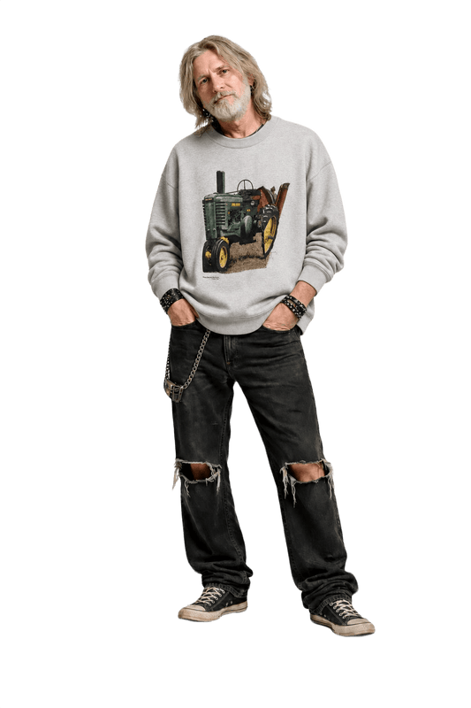 1990s Gray Cotton Blend Sweater - Model