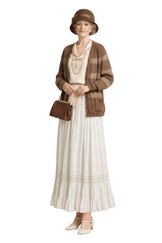 1920s White Cotton Skirt - Model