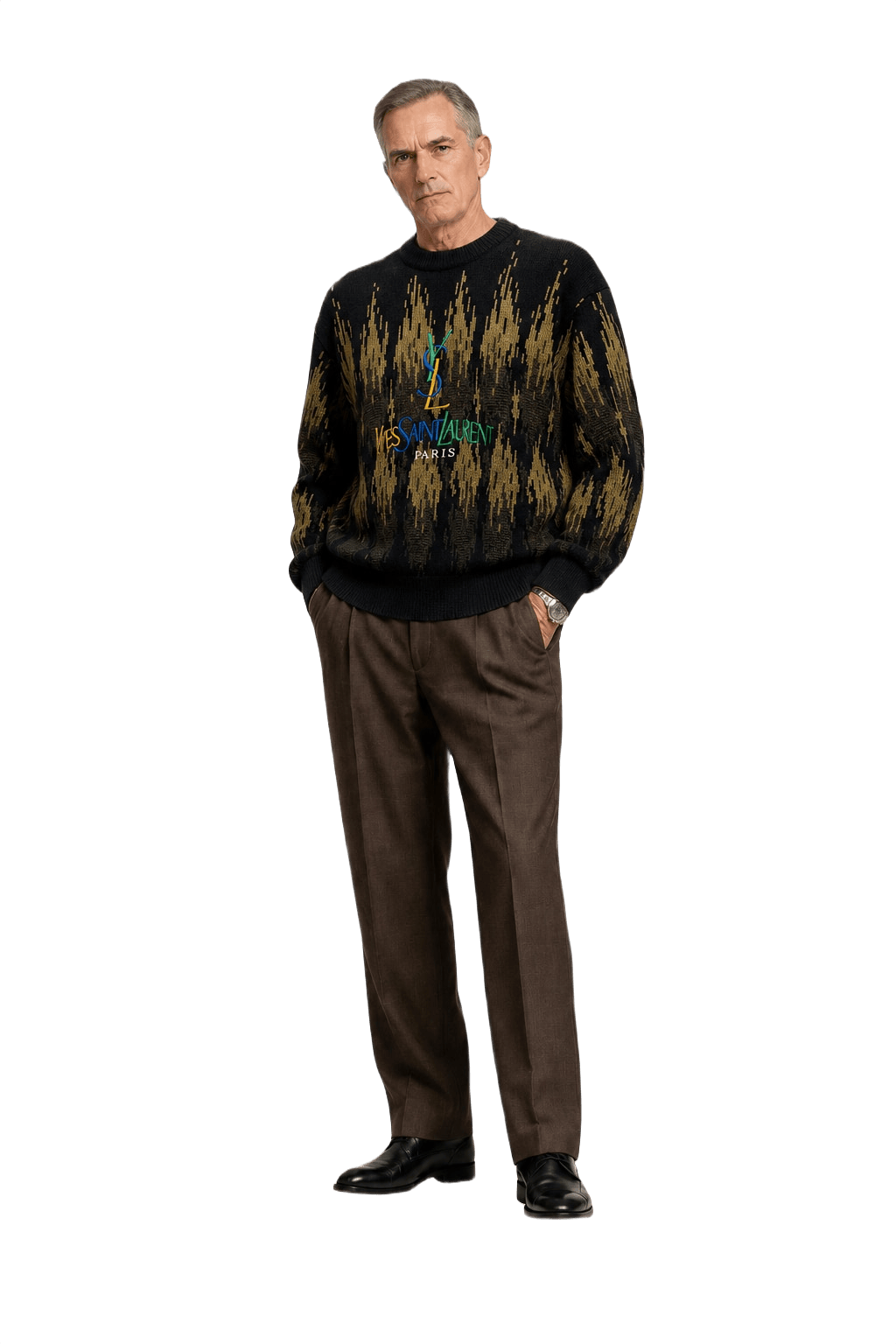1990s Black Wool Blend Sweater - Model