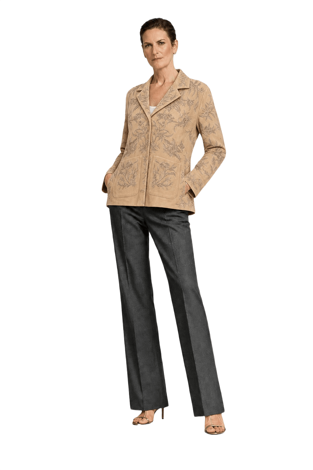 1990s Beige Polyester Blend Jacket - Model