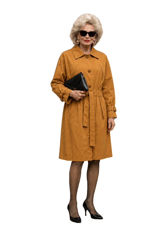 1980s Mustard Yellow Cotton Trench Coat - Model