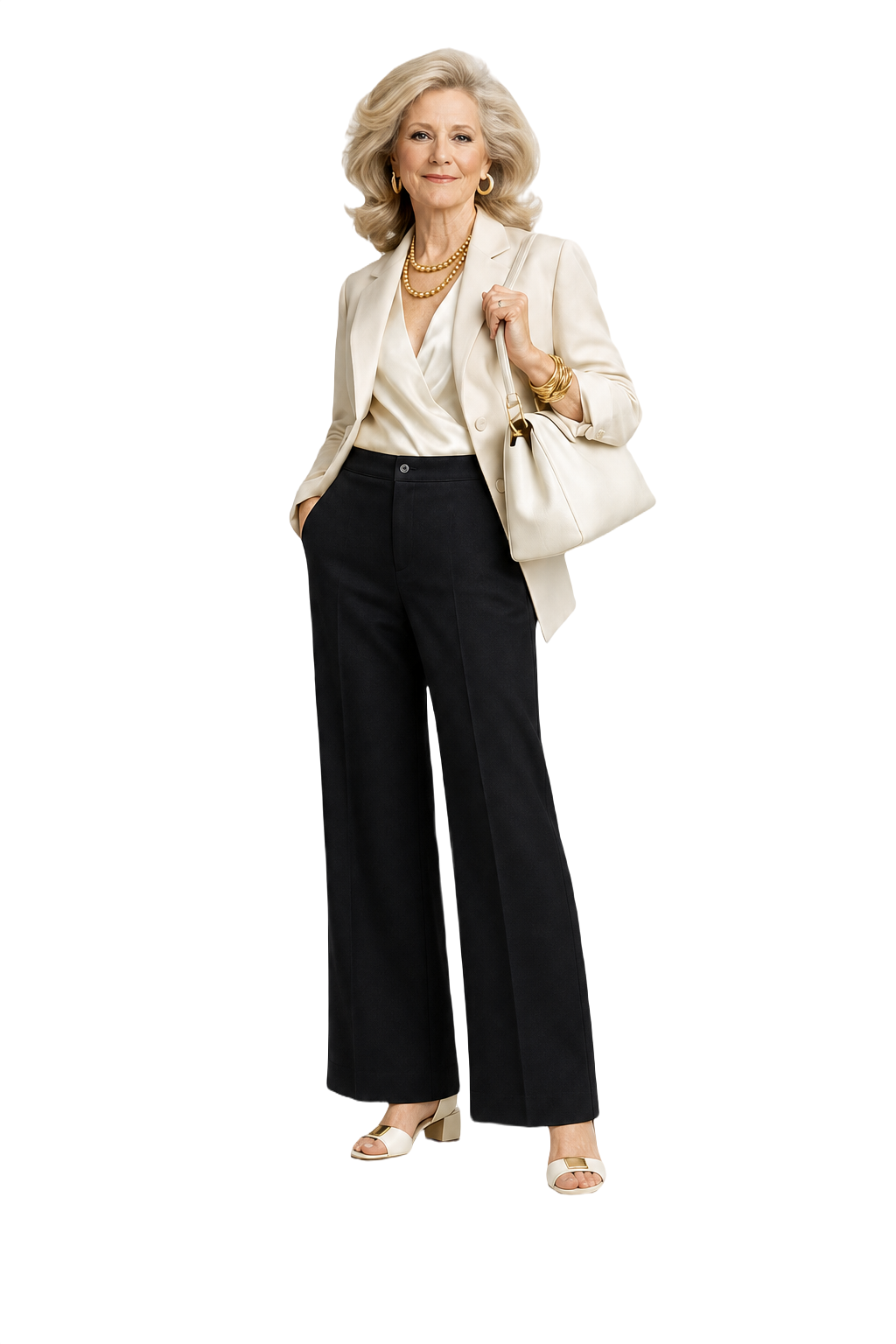 1970s Black Wool Pants - Model