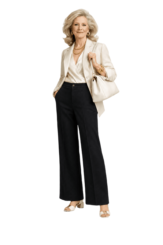 1970s Black Wool Pants - Model