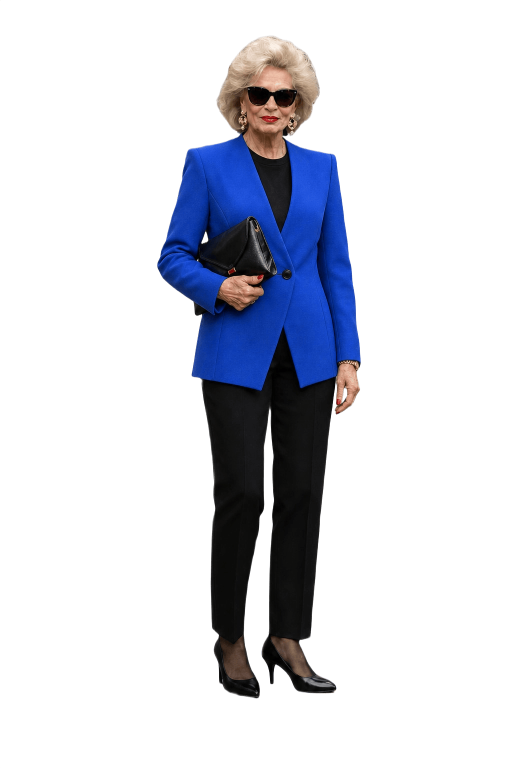 1980s Cobalt Blue Wool Blend Blazer - Model