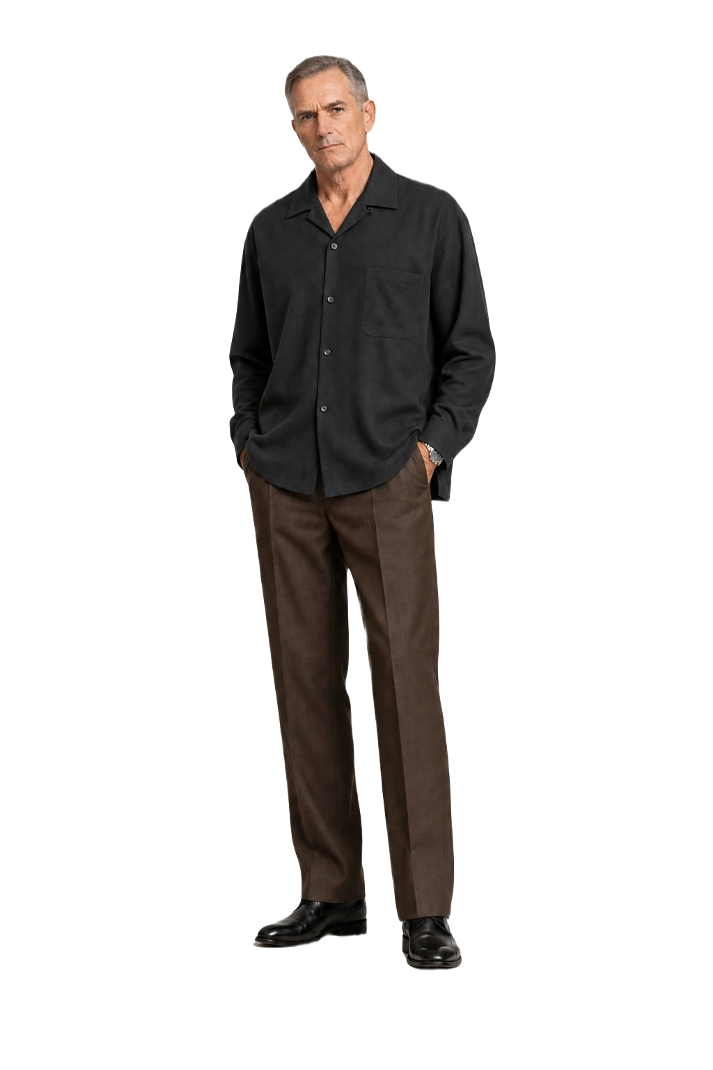 1990s Black Cotton Shirt - Model