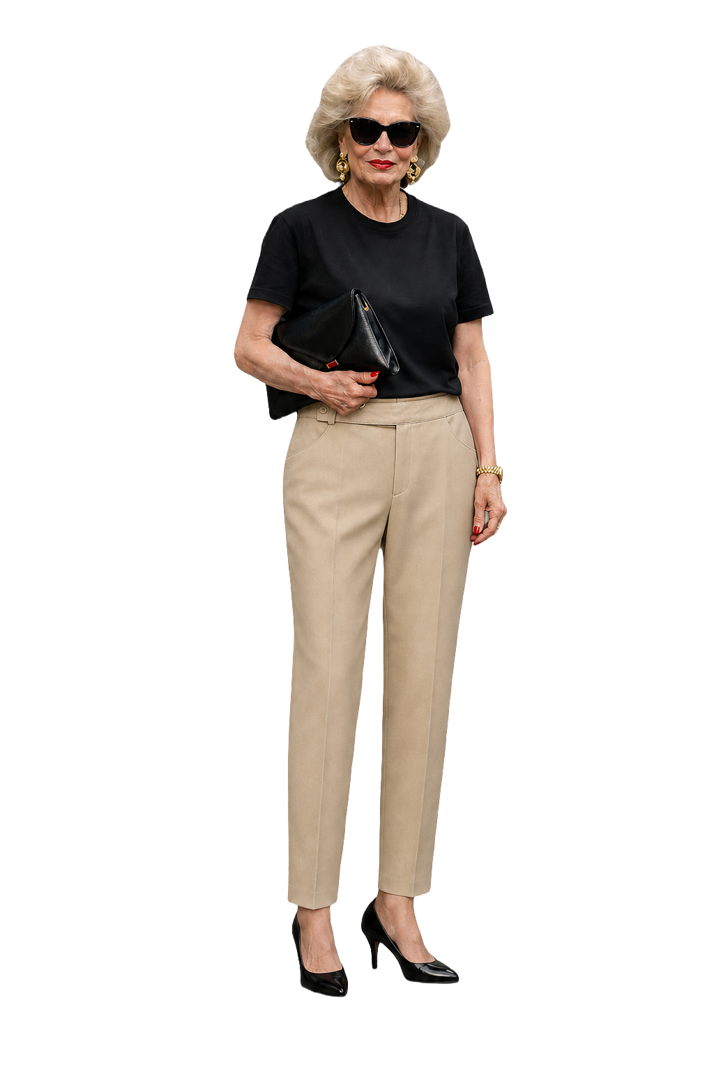 1980s Beige Cotton Blend Trousers - Model