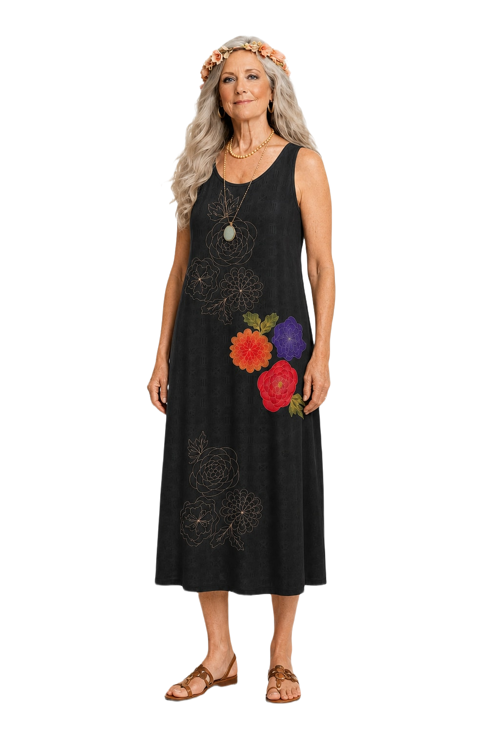 1990s Black Satin Midi Dress - Model