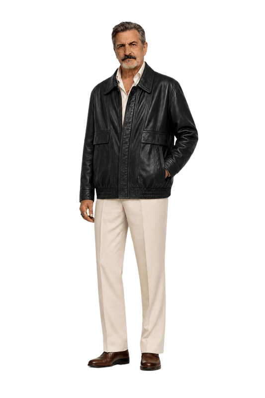 1980s Black Leather Jacket - Model