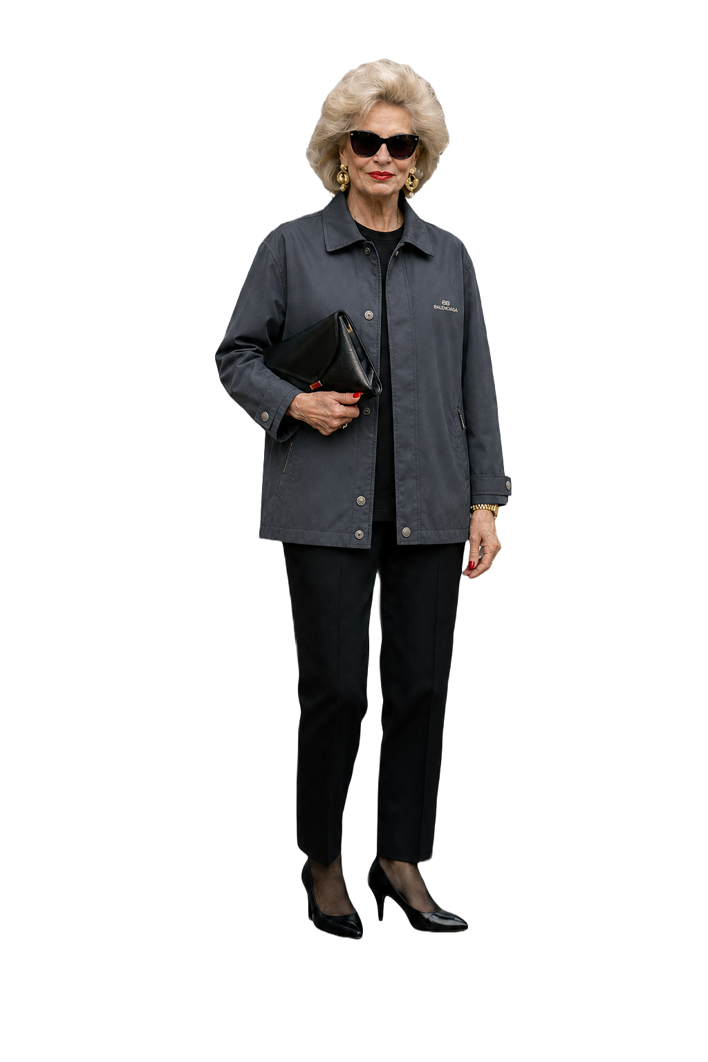 1980s Navy Blue Cotton Blend Jacket - Model