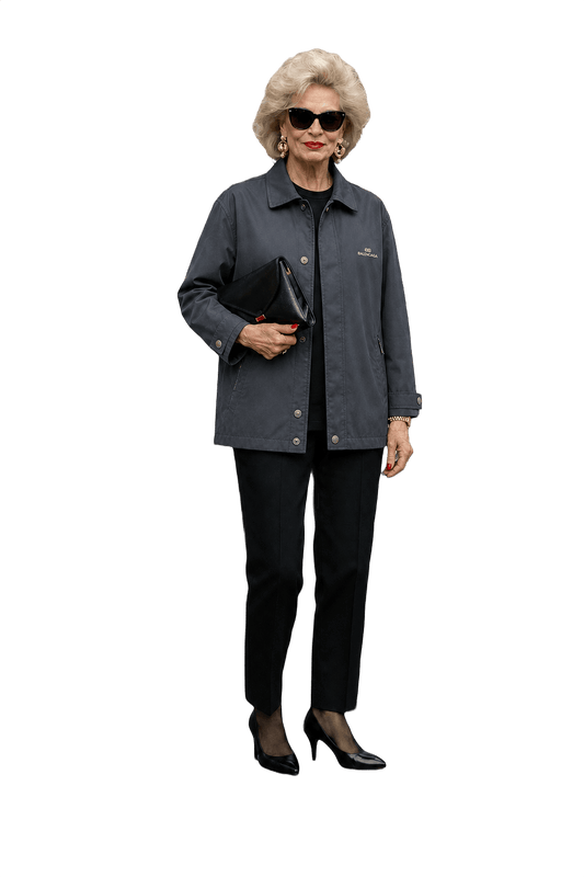 1980s Navy Blue Cotton Blend Jacket - Model
