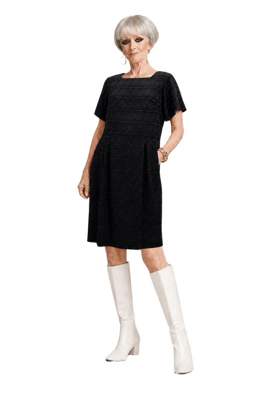 1960s Black Polyester Dress - Model