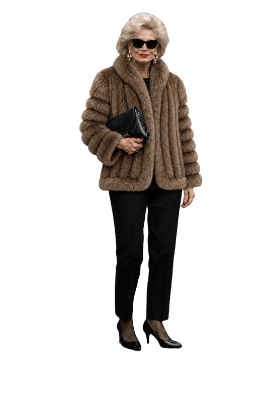 1980s Brown Fur Coat - Model