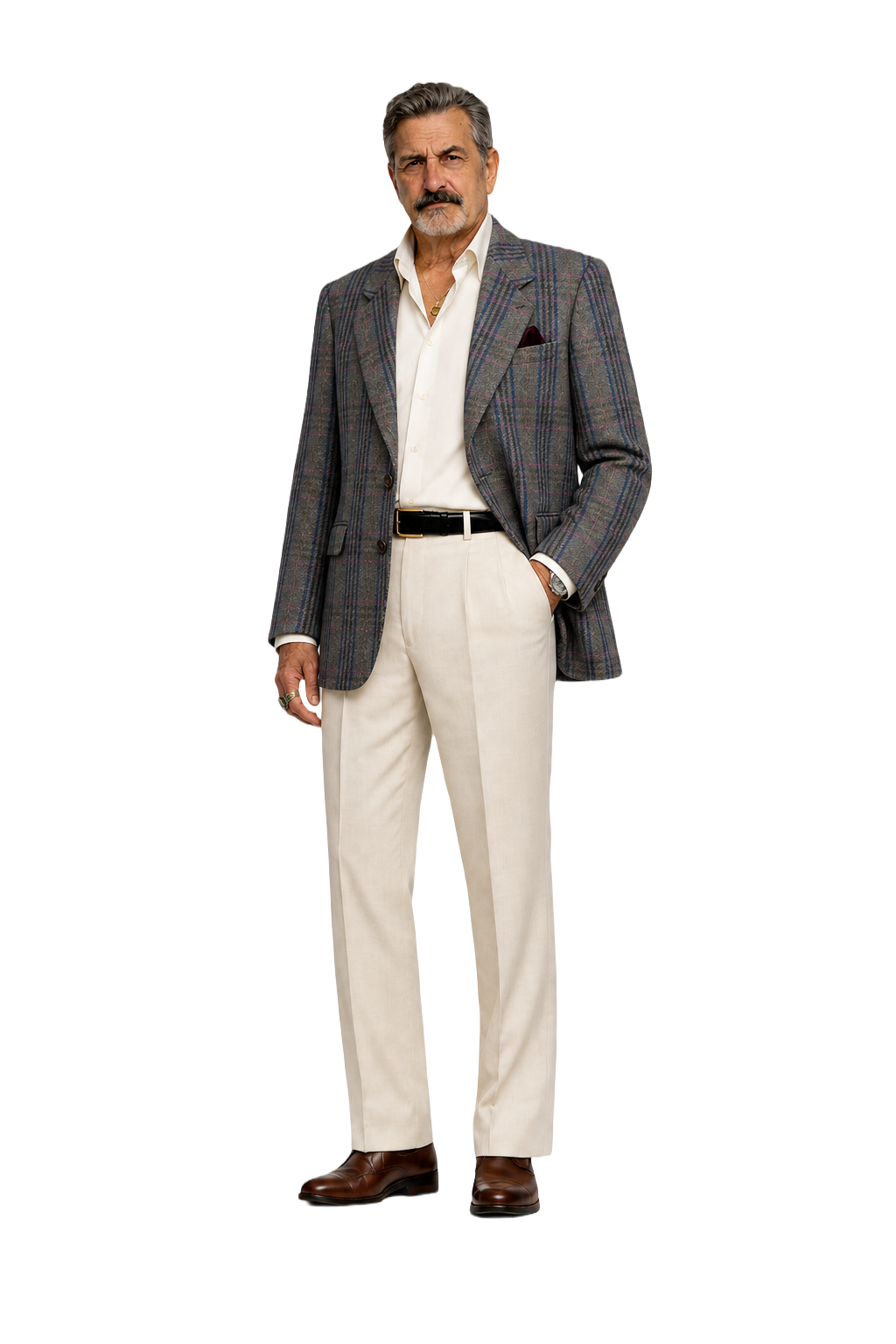 1980s Grey Wool Blend Blazer - Model
