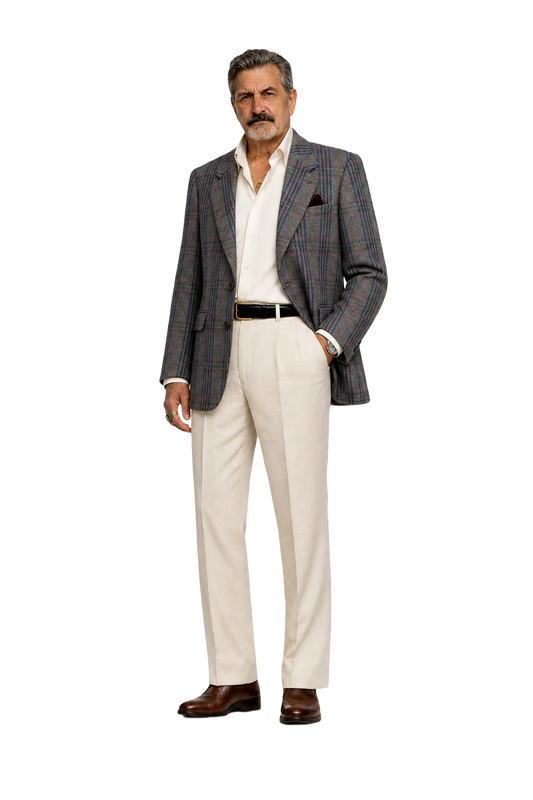 1980s Grey Wool Blend Blazer - Model