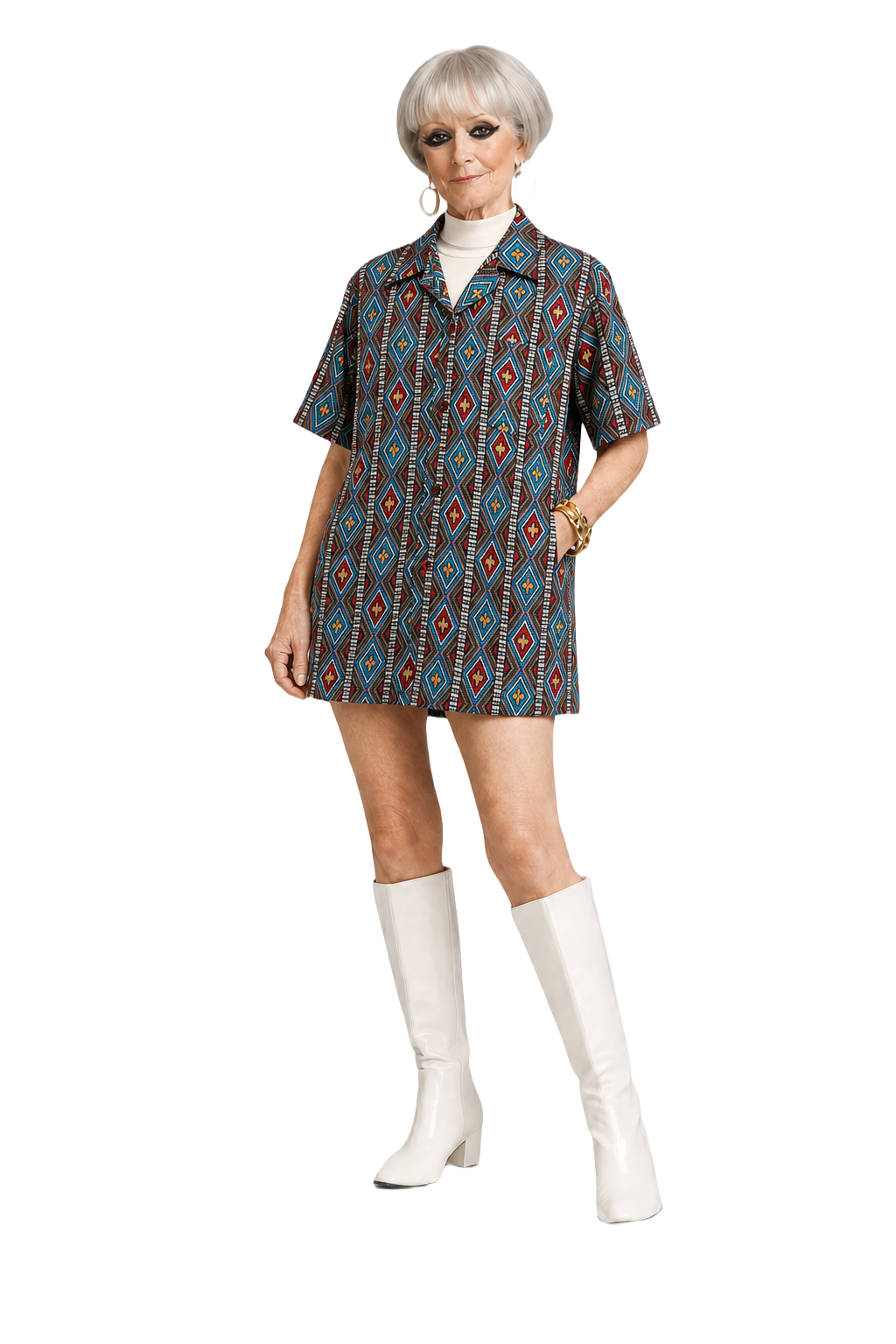 1960s Blue Cotton Shirt - Model