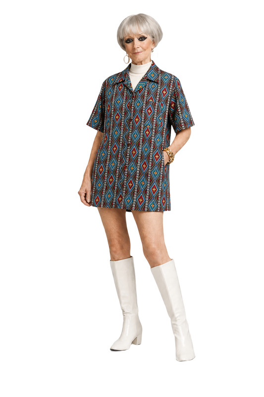 1960s Blue Cotton Shirt - Model
