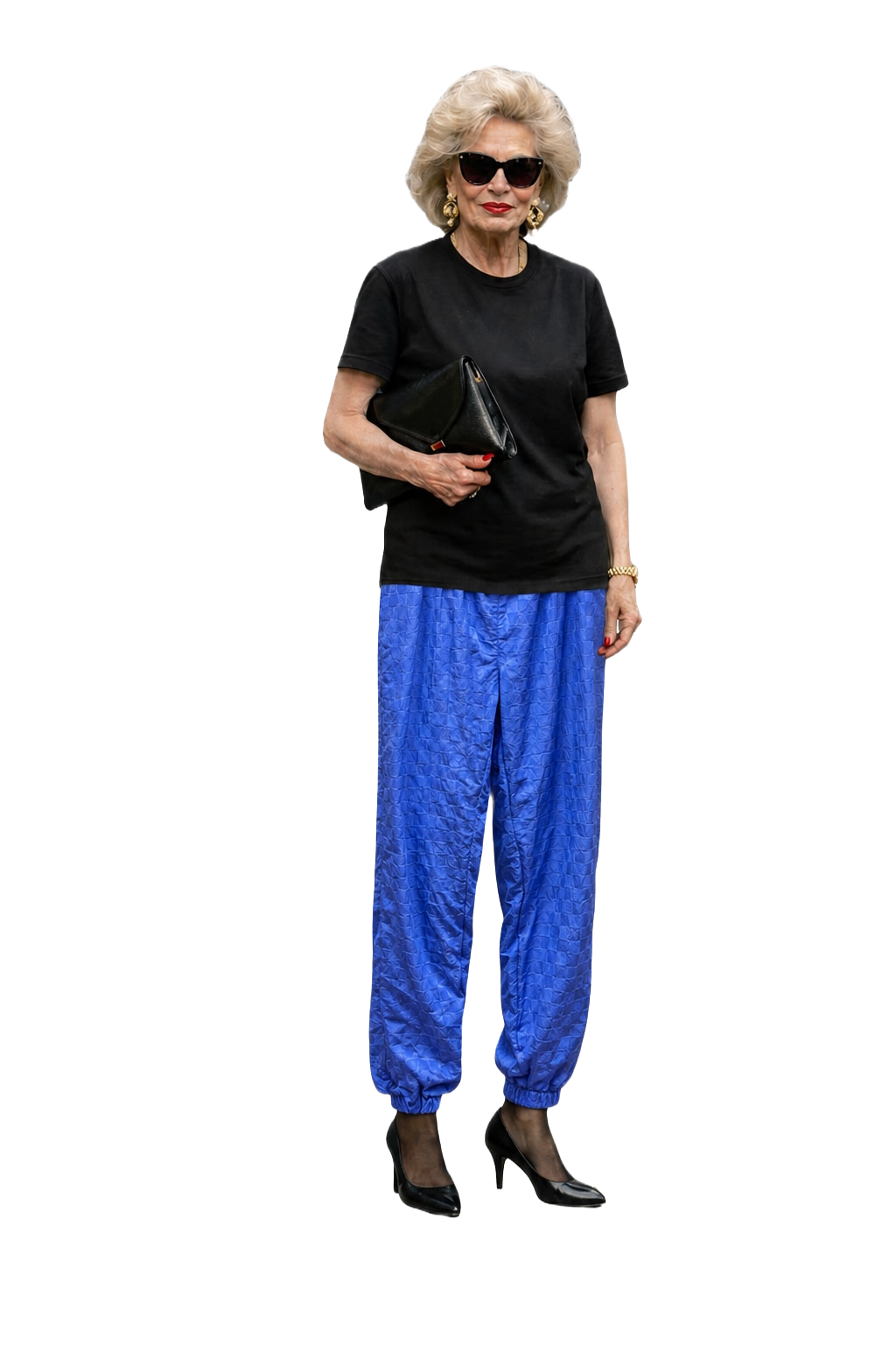 1990s Blue Nylon Pants - Model