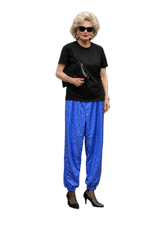1990s Blue Nylon Pants - Model