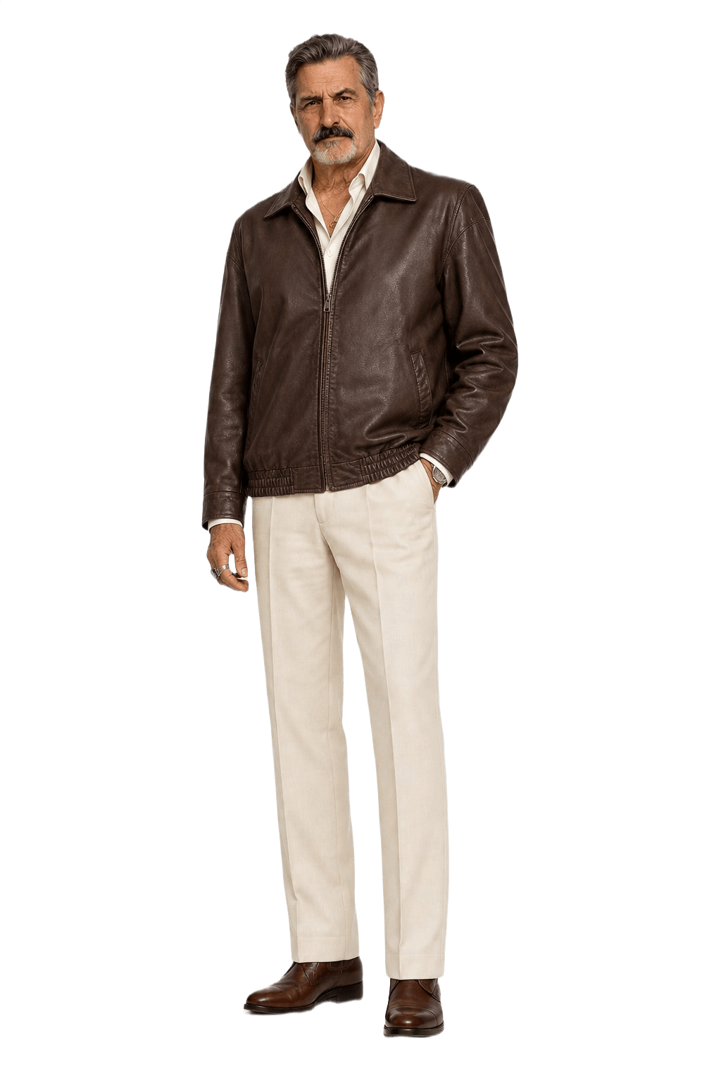 1980s Dark Brown Leather Jacket - Model