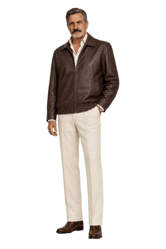 1980s Dark Brown Leather Jacket - Model