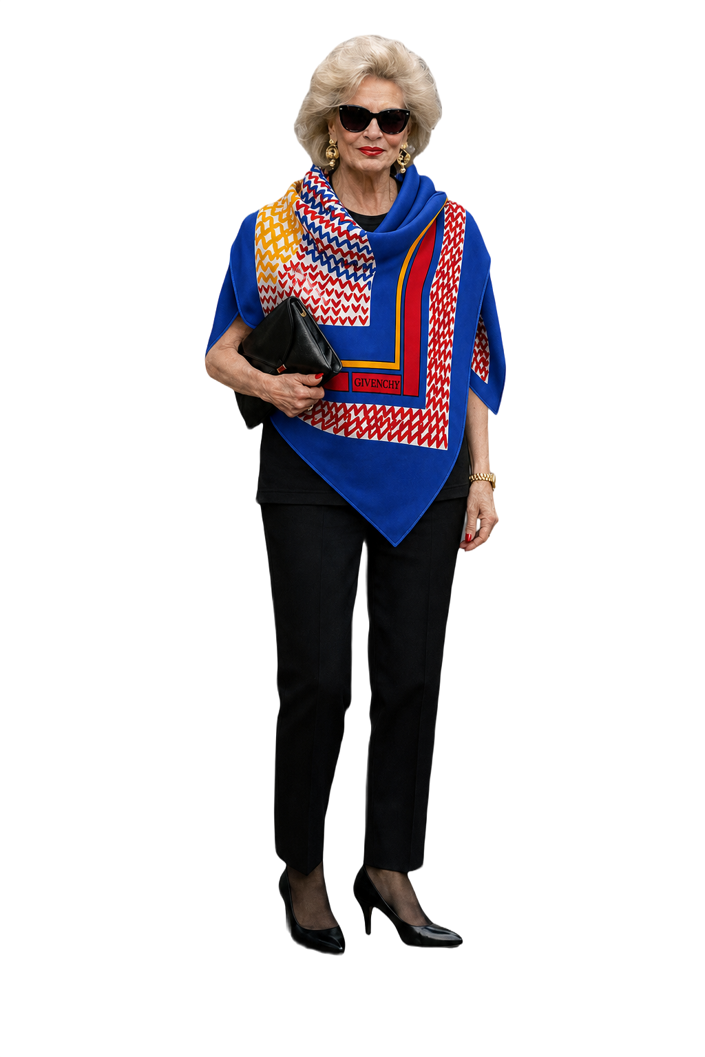 1980s Blue Silk Scarf - Model