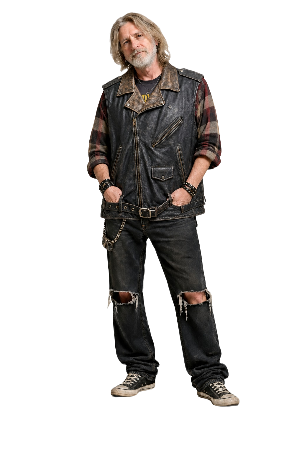 1980s Black Leather Fitted Leather Vest - Model