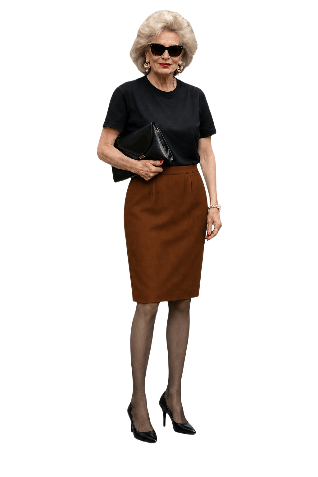 1980s Rust Polyester Skirt - Model