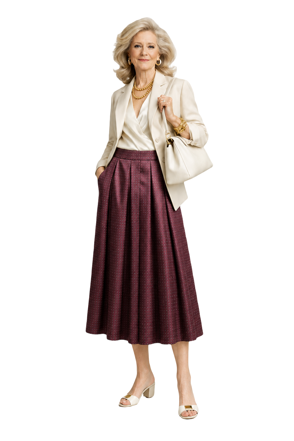 1970s Burgundy Satin Skirt - Model
