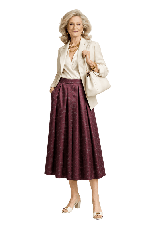1970s Burgundy Satin Skirt - Model
