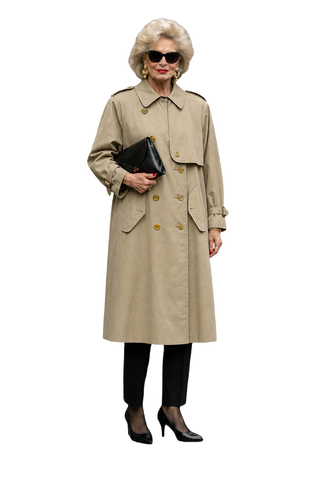 1980s Khaki Cotton Blend Trench Coat - Model