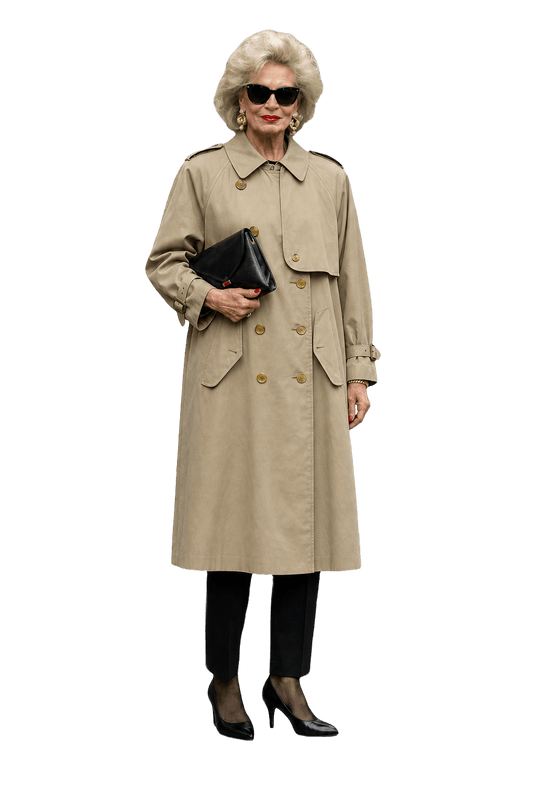 1980s Khaki Cotton Blend Trench Coat - Model