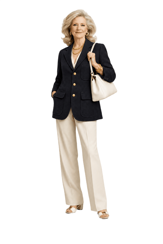 1970s Navy Blue Wool Blazer - Model