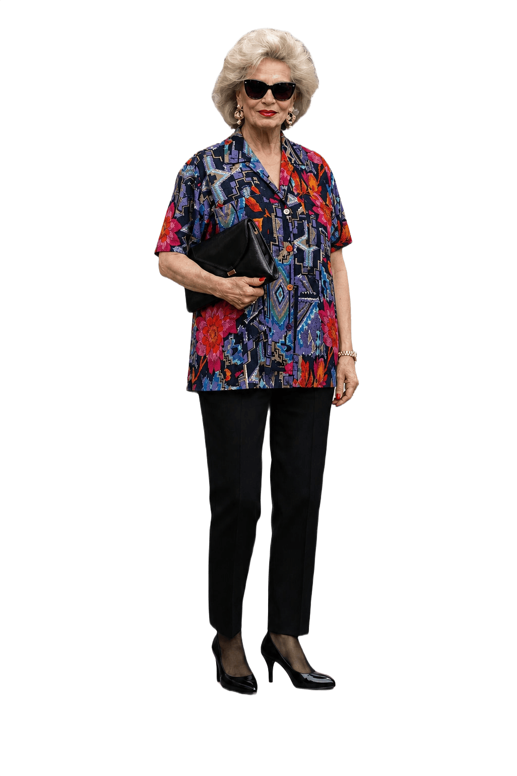 1990s Navy Blue Rayon Blouse - Model