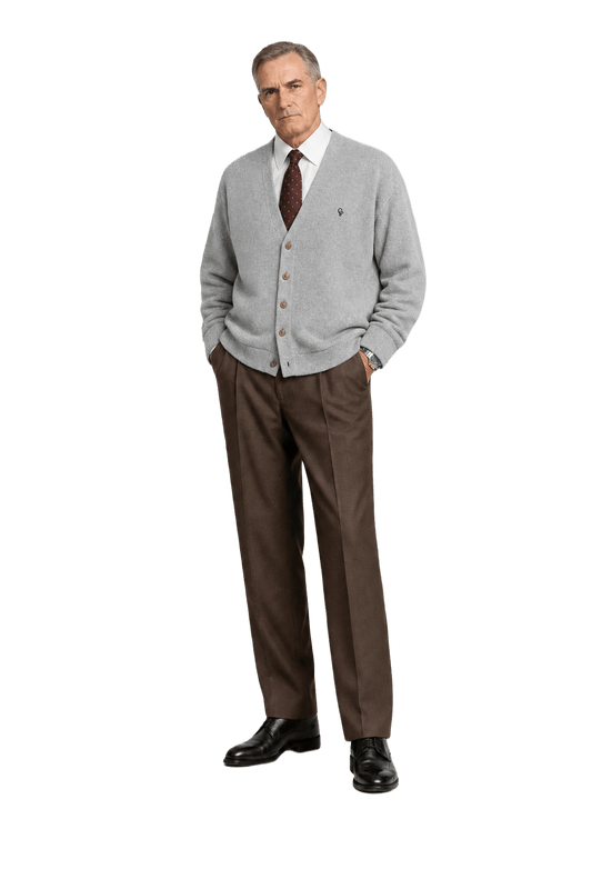 1990s Light Grey Wool Blend Cardigan - Model