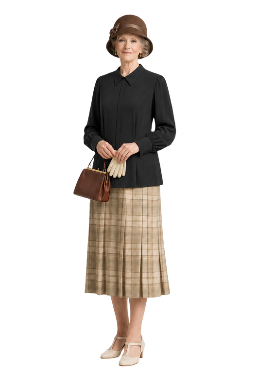 1920s Black Silk Blouse - Model