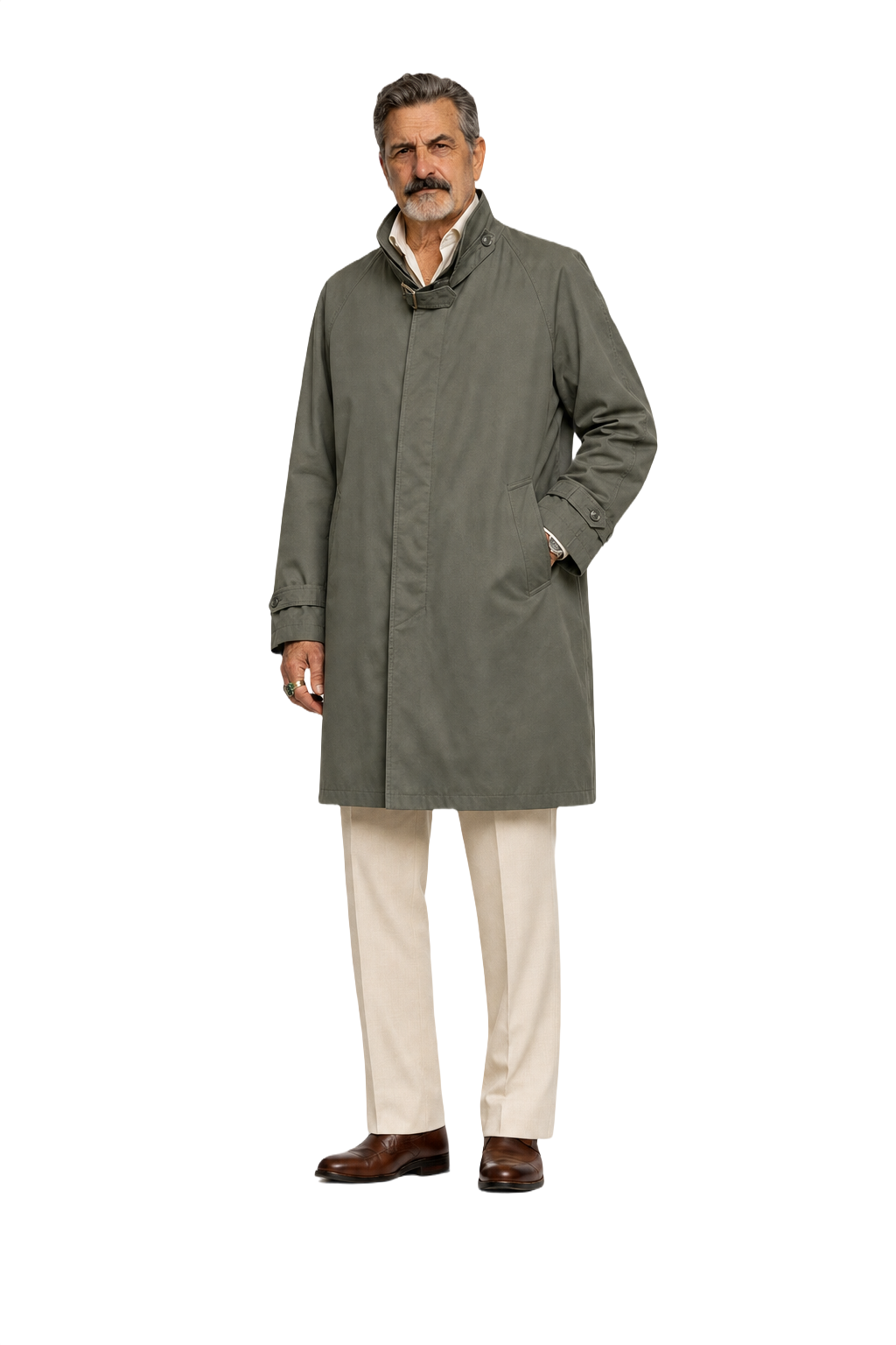 1980s Olive Green Cotton Coat - Model