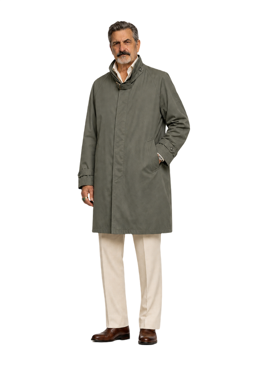 1980s Olive Green Cotton Coat - Model