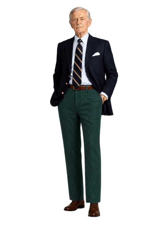 1970s Green Cotton Blend Trousers - Model