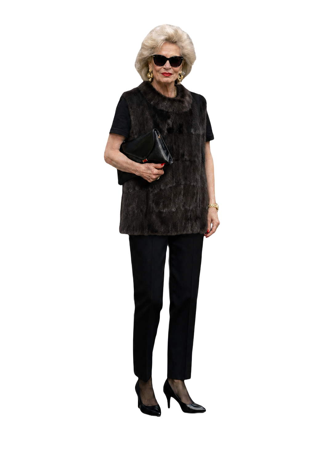 1980s Dark Brown Fur Vest - Model