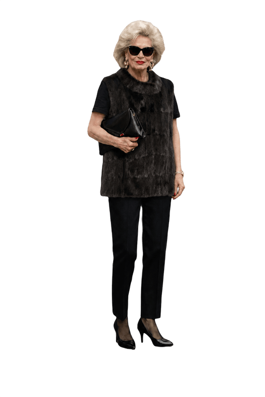 1980s Dark Brown Fur Vest - Model