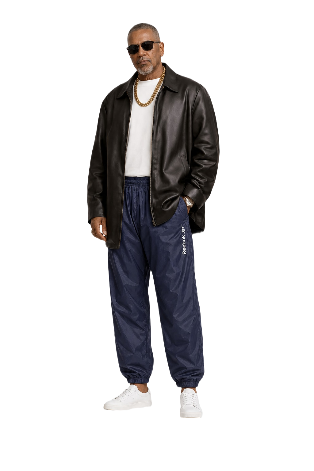 1990s Navy Blue Nylon Pants - Model