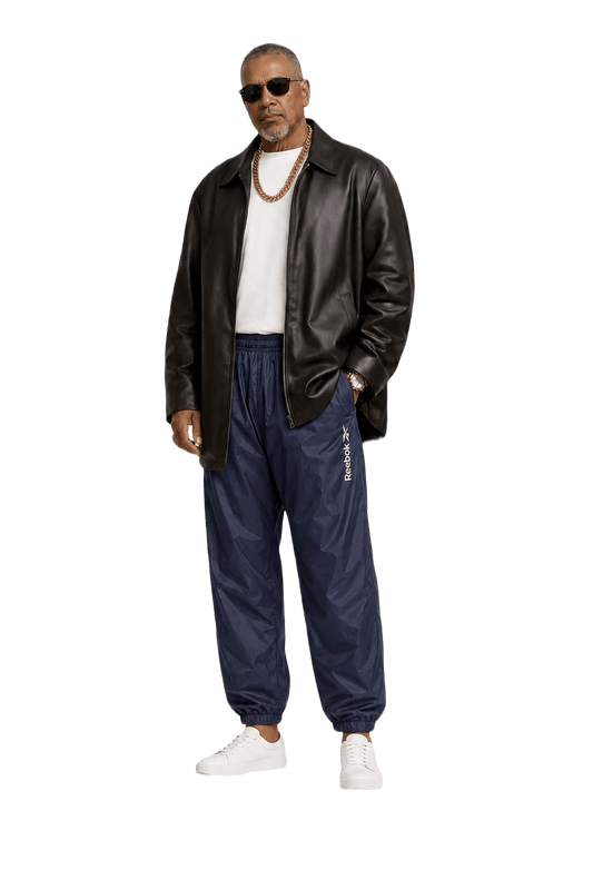 1990s Navy Blue Nylon Pants - Model