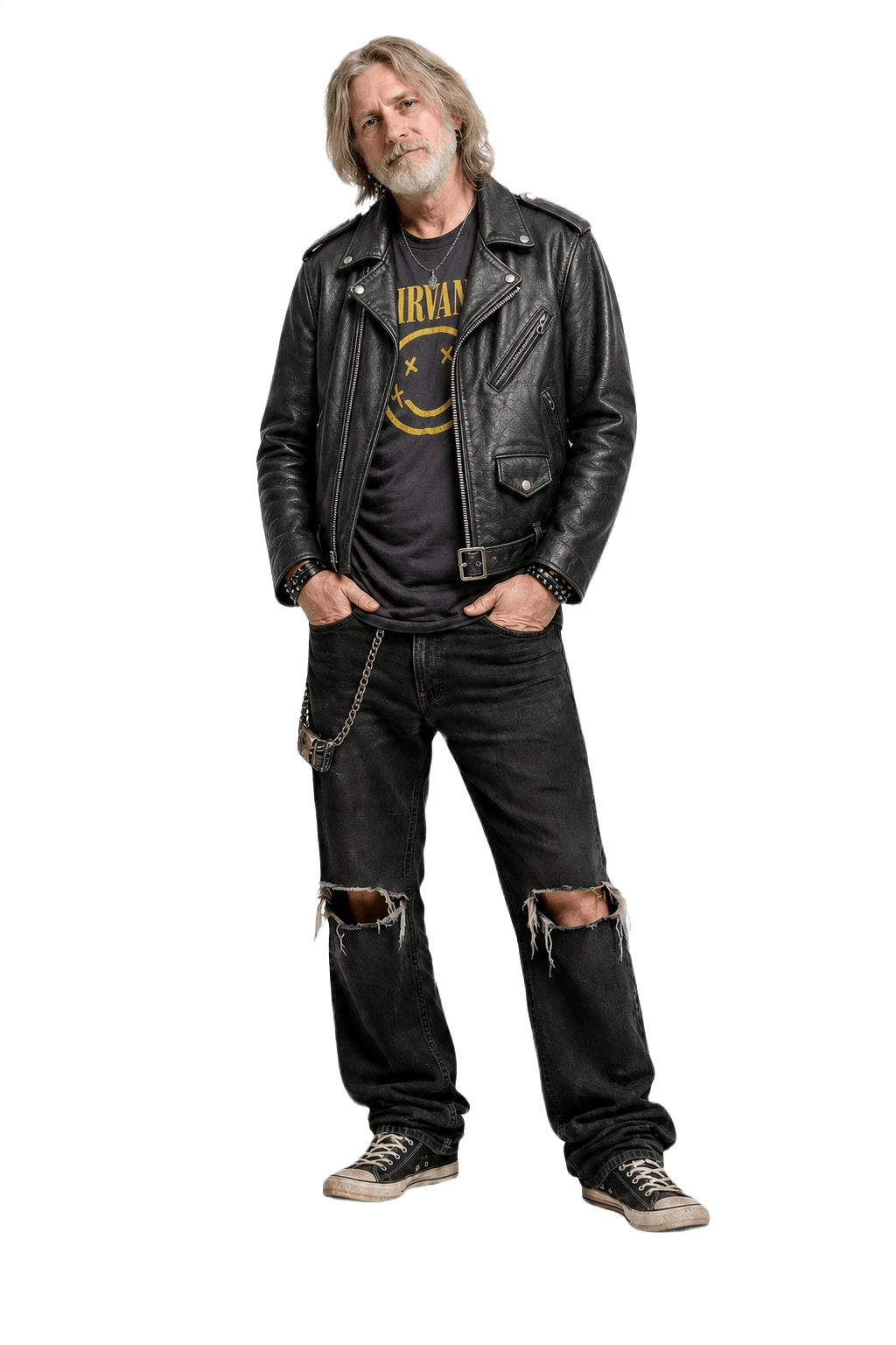 1990s Black Leather Jacket - Model