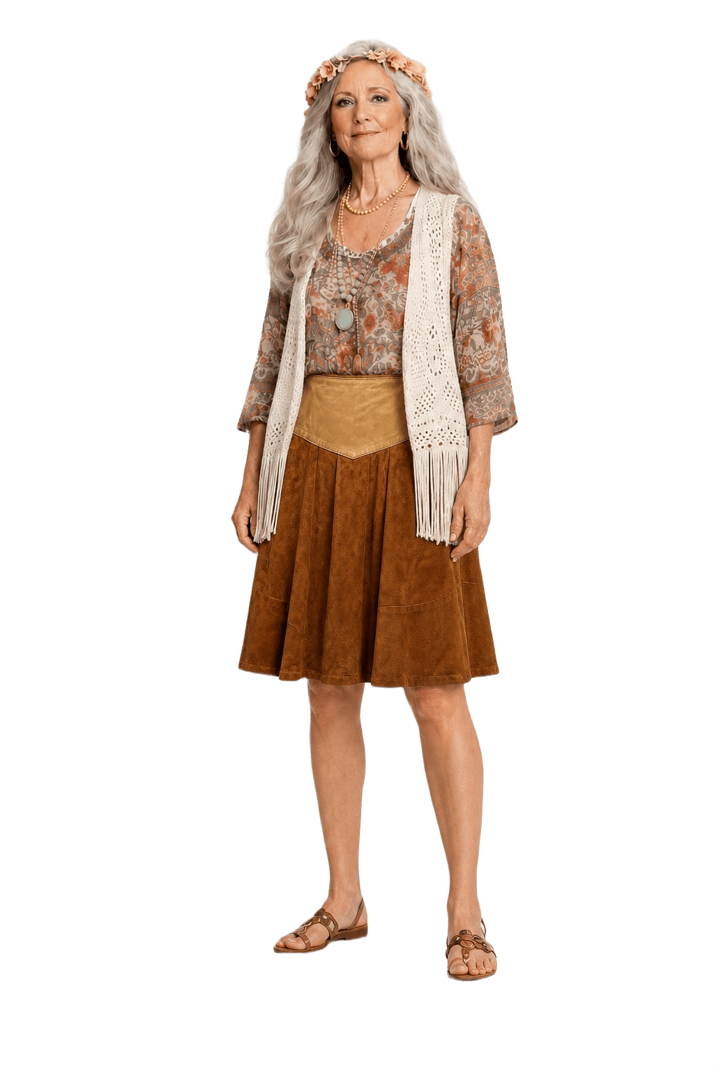1970s Camel Suede Skirt - Model