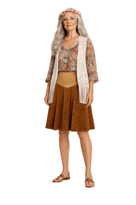 1970s Camel Suede Skirt - Model